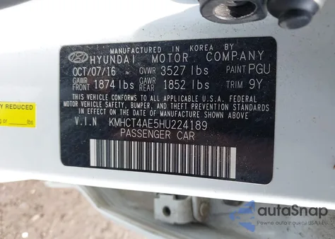 2017 Hyundai Accent Se из США, поврежденный, VIN KMHCT4AE5HU224189